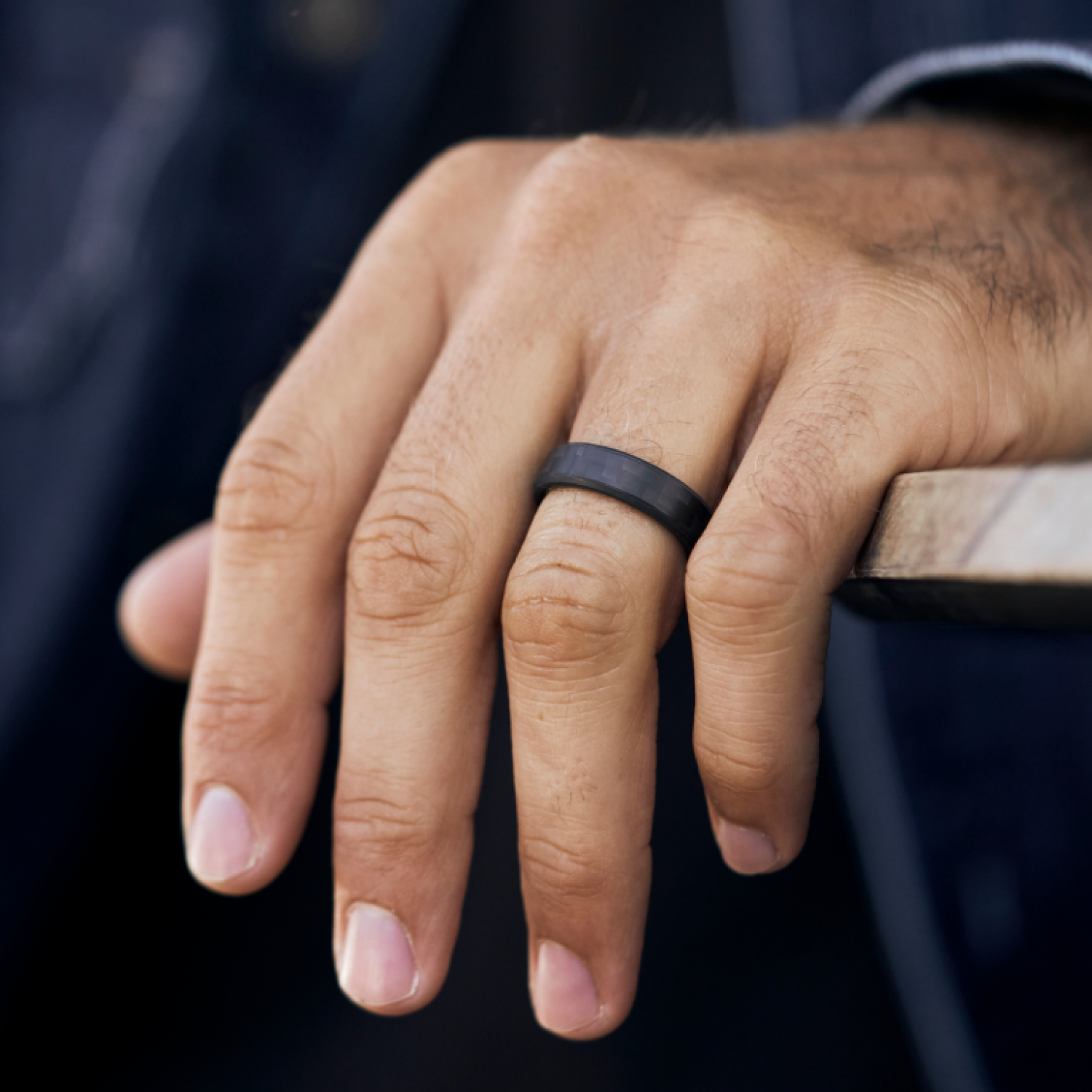 Ridge 6mm Beveled Ring Set - Carbon Fiber 3K