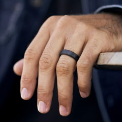 Ridge 6mm Beveled Ring Set - Carbon Fiber 3K