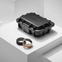 Ridge 8mm Beveled Ring Set - 18K Rose Gold