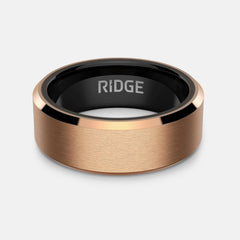 Ridge 8mm Beveled Ring Set - 18K Rose Gold