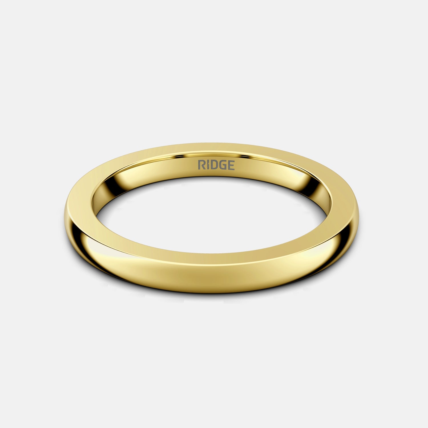 Ridge 2mm Rounded Ring Set - 14K Yellow Gold