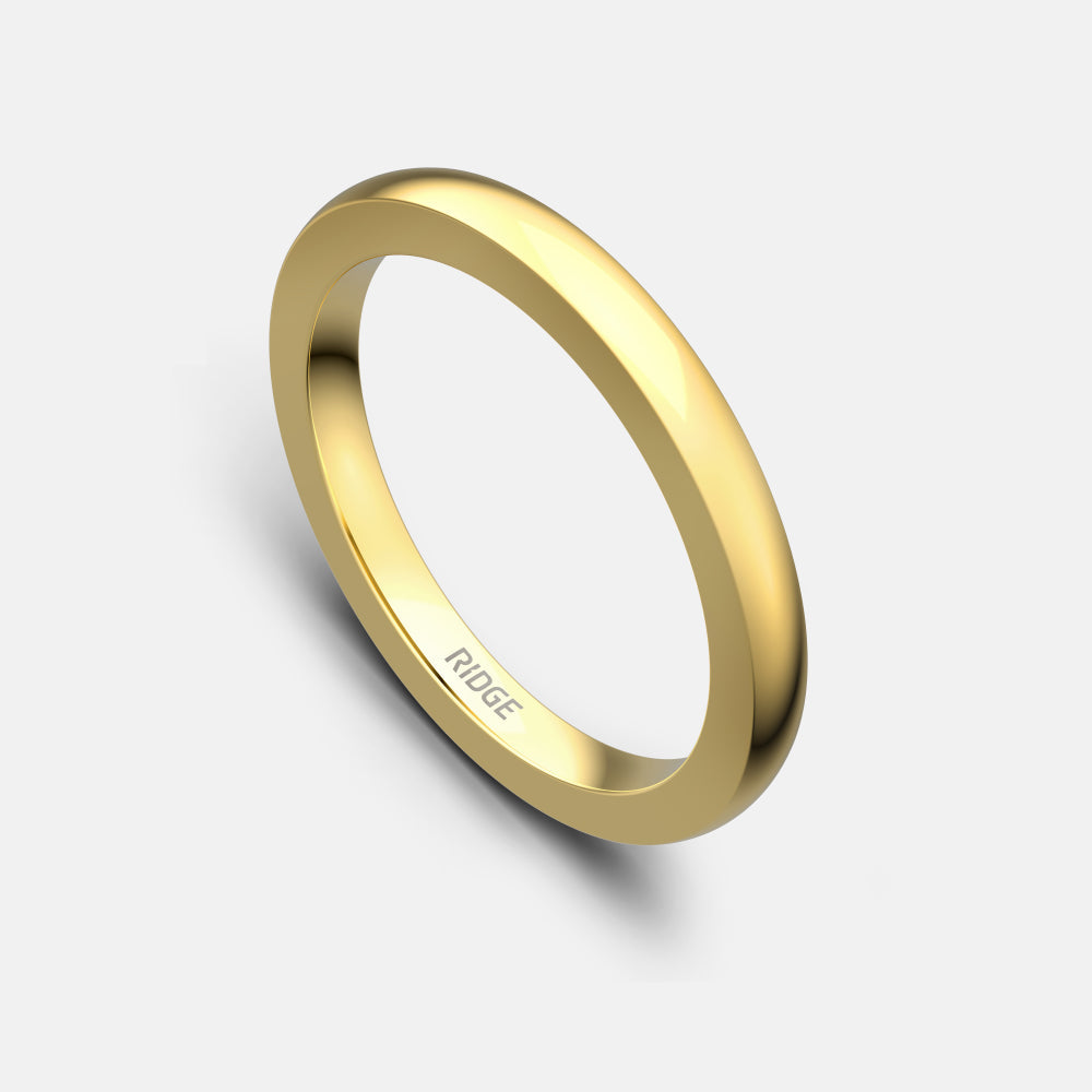 Ridge 2mm Rounded Ring Set - 14K Yellow Gold